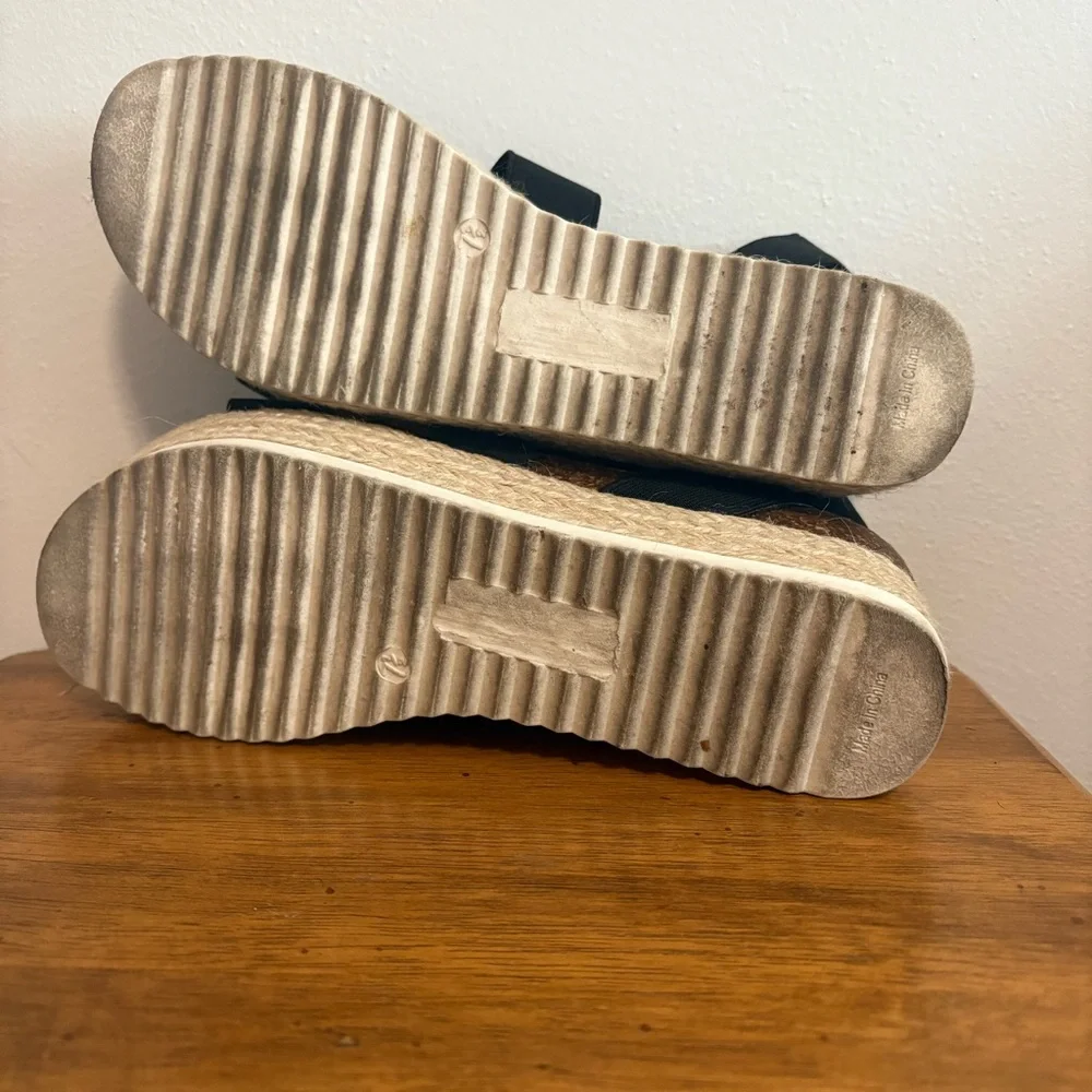 Madden Girl Espadrille Platform Sandals Black 7.5